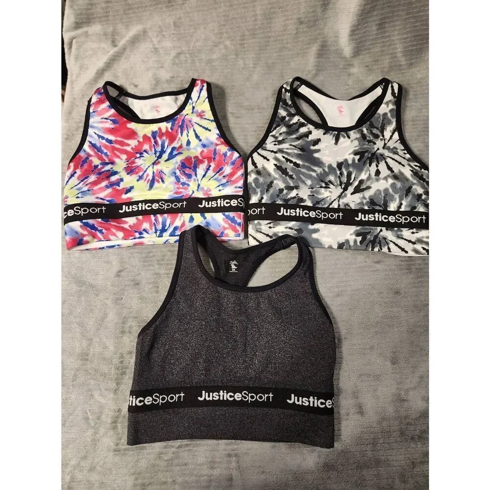 Lot of 3 Justice Girls' Seamless Longline Bra Size 28